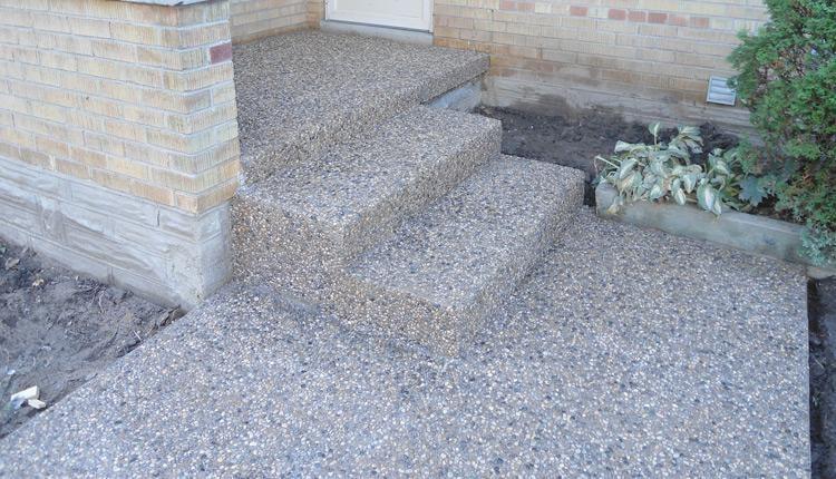 Exposed aggregate concrete steps and walkway in Kitchener-Waterloo